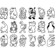 Collection of cute zoo animals coloring page