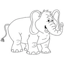 Elephant walking with a smiling face coloring page
