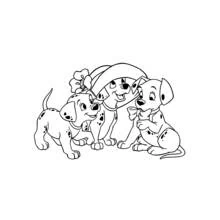 101 Dalmatians puppies sitting together coloring page