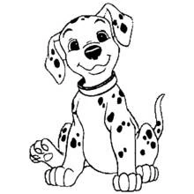 101 Dalmatians puppy sitting with a smile coloring page