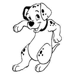 Young Dalmatian puppy standing tall on hind legs coloring page