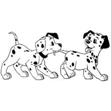 Two spotted Dalmatian puppies chatting coloring page