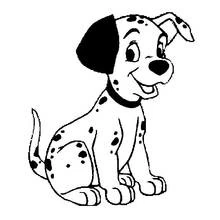 101 Dalmatians puppy sitting and smiling coloring page