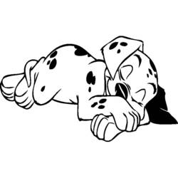Dalmatian puppy sleeping coloring page