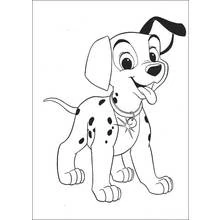 101 Dalmatians puppy standing with tongue out coloring page
