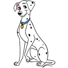Dalmatian sitting with collar and tag coloring page