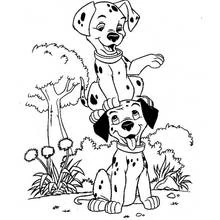 101 Dalmatians puppies playing outdoors coloring page