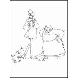 A Monster in Paris characters with chickens coloring page