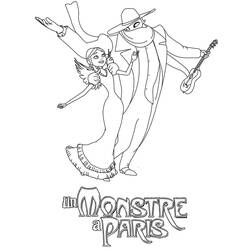 A Monster in Paris: Lucille and Francoeur dancing coloring page