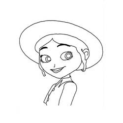 Lucille wearing a wide-brimmed hat coloring page