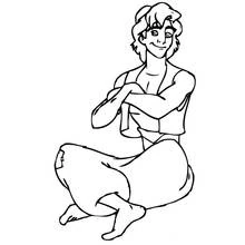 Aladdin sitting with arms crossed coloring page