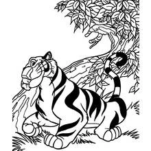 Rajah the tiger sitting under a tree coloring page