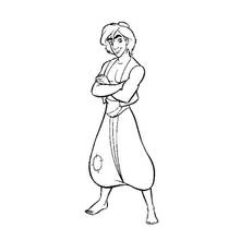Aladdin standing with arms crossed coloring page