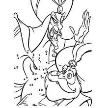 Jafar casting a spell with a dot-to-dot genie coloring page