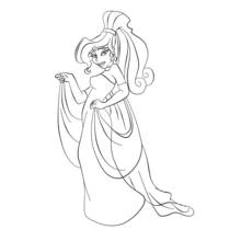 Anastasia posing in an elegant flowing dress coloring page