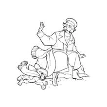 Anastasia sitting with her dog Pooka coloring page