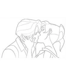 Anastasia sharing a kiss with Dimitri coloring page