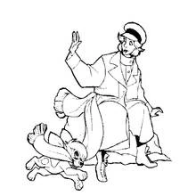 Anastasia sitting with Pooka the dog coloring page