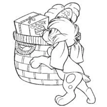 Anastasia's dog carrying a basket of bread coloring page