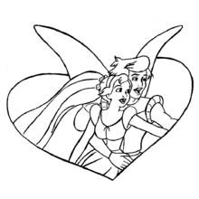 Anastasia and Dimitri inside a heart frame coloring page