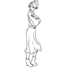 Anastasia standing with arms crossed coloring page