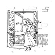 Anastasia opening the balcony doors coloring page