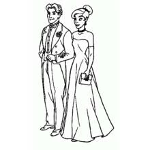 Anastasia and Dimitri in elegant evening attire coloring page