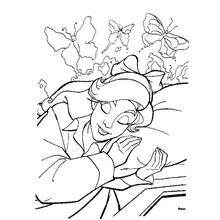Anastasia sleeping with dream butterflies coloring page