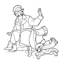 Anastasia waving with her dog Pooka coloring page