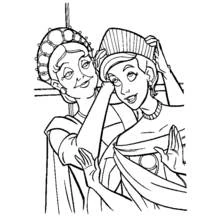 Anastasia and the Dowager Empress adjusting her headpiece coloring page