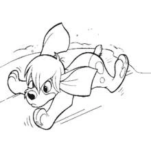Pooka the bat sliding down a hill coloring page
