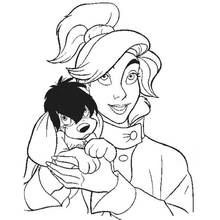 Anastasia holding a little dog coloring page