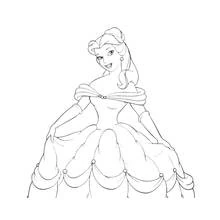 Princess in a ballgown with gloves coloring page