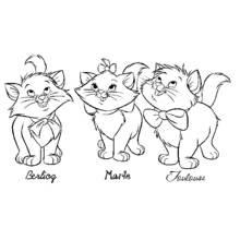 Aristocats Berlioz, Marie and Toulouse standing together coloring page