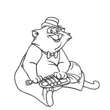 Aristocats musician cat playing trumpet coloring page
