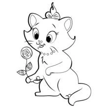 Marie holding a rose coloring page