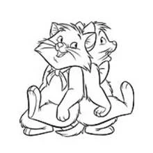 Aristocats Marie and Berlioz sitting together coloring page