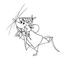 Mouse dancing with a scarf on its head coloring page