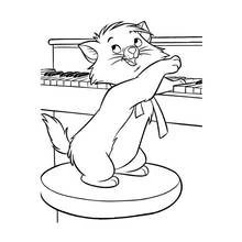 Aristocats kitten playing the piano coloring page