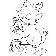 Marie applying perfume coloring page