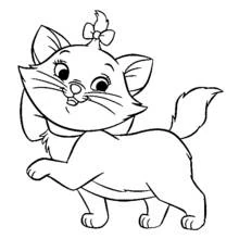 Marie walking with a bow in her hair coloring page