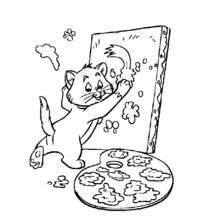 Aristocats kitten painting on a canvas coloring page