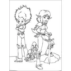 Arthur and Princess Selenia standing side by side coloring page
