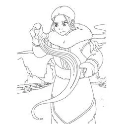 Katara bending a stream of water coloring page