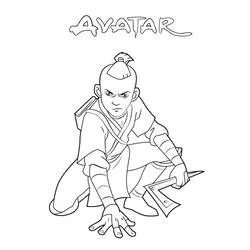 Sokka in a fighting stance coloring page