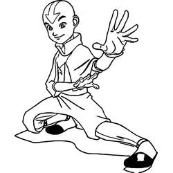 Aang training in a martial arts stance coloring page