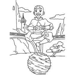 Aang sitting on a bridge railing coloring page