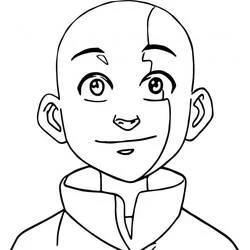 Aang smiling close-up portrait coloring page