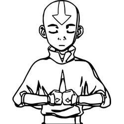 Aang meditating with fists together coloring page