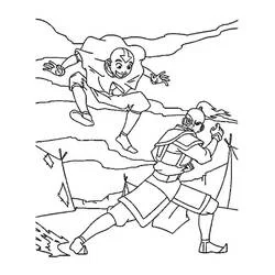 Aang and Zuko in an action scene coloring page